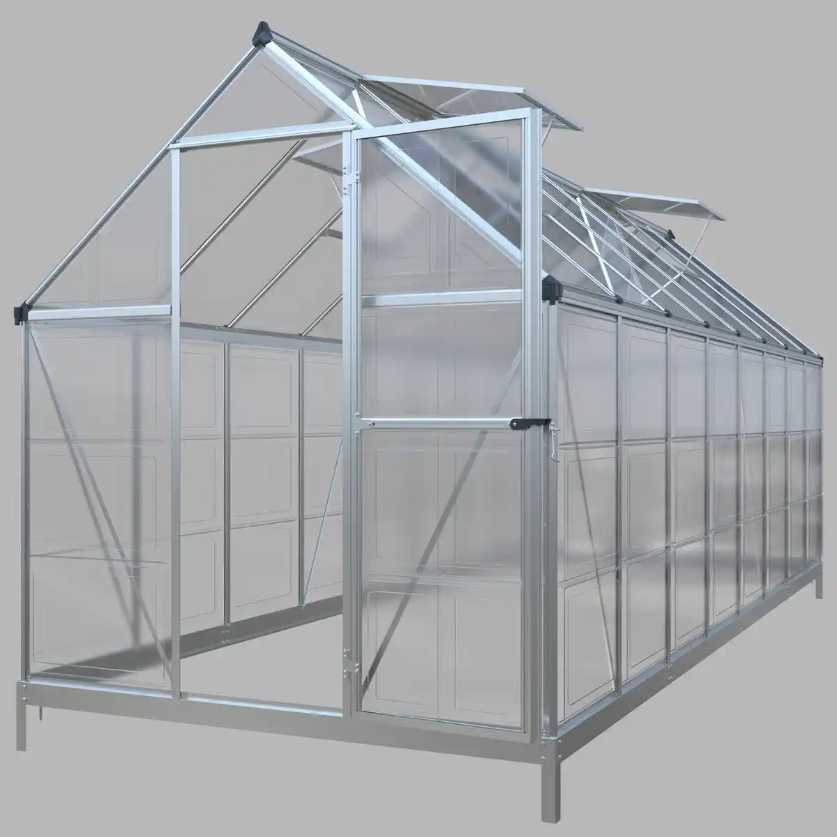 Bild 1 von Crystal Plus Aluminium Gewächshaus, ca. 480 x 182 x 208 cm - Silber