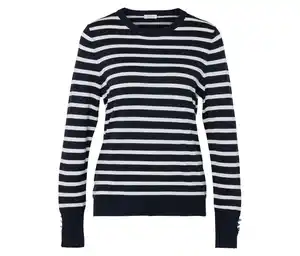 Feinstrickpullover, dunkelblau-weiß gestreift