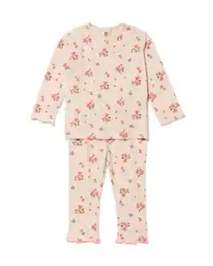 Babyschlafanzug mit Blumen rosa