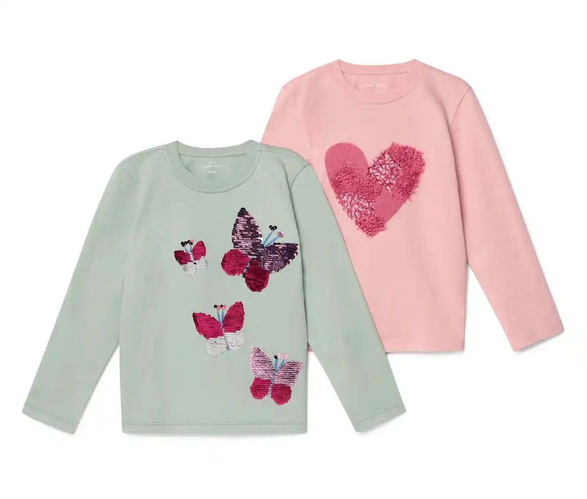 Bild 1 von 2 Kinder-Langarmshirts mit Applikation, rosa und mint