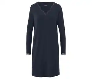 Nachthemd mit Spitzenbesatz, dunkelblau