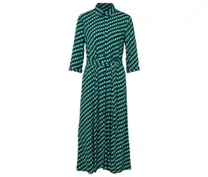 Bedrucktes Hemdblusenkleid, dunkelblau-grün-weiß
