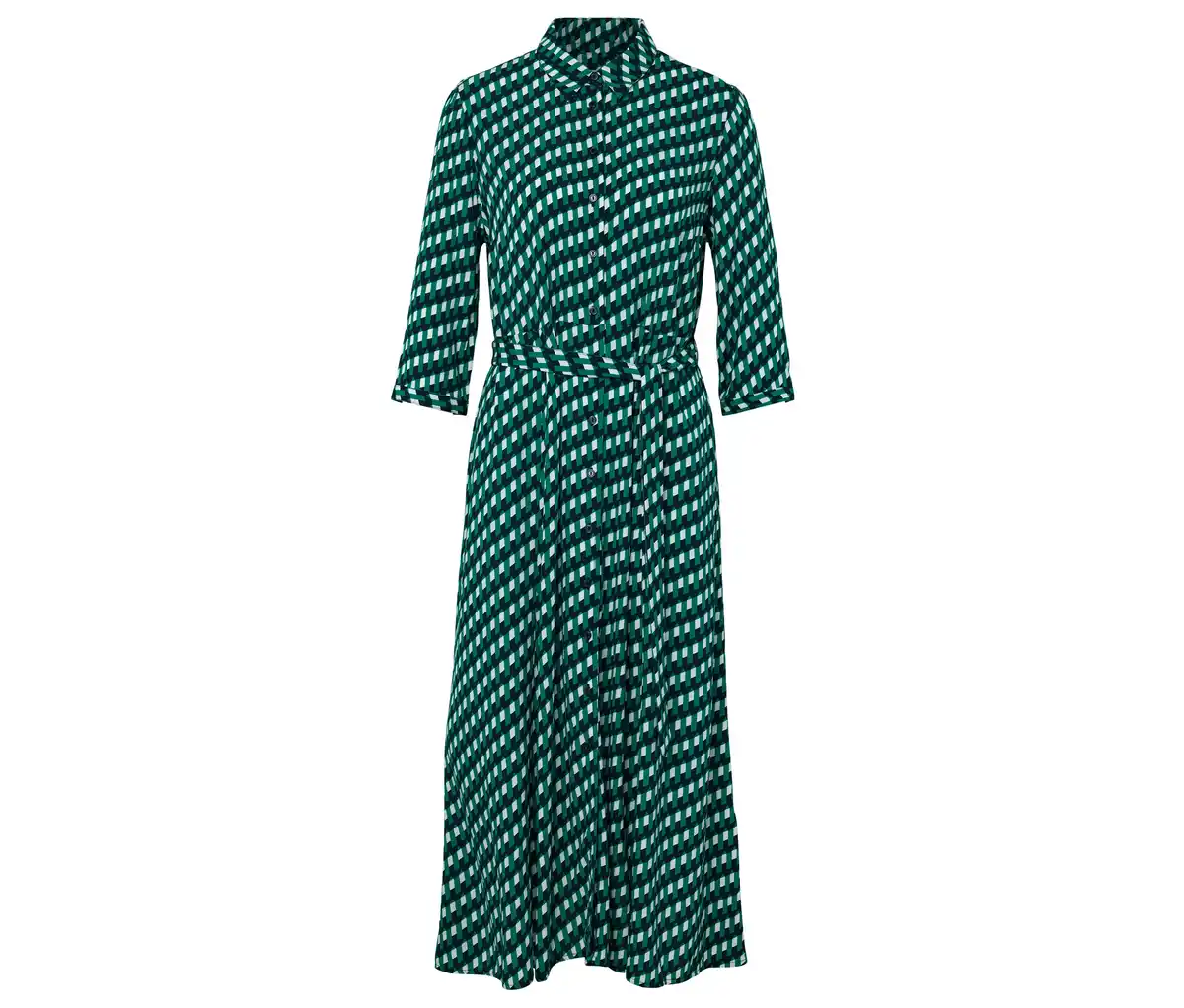 Bild 1 von Bedrucktes Hemdblusenkleid, dunkelblau-grün-weiß