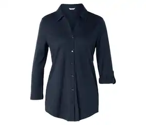 Piqué-Jerseybluse, dunkelblau