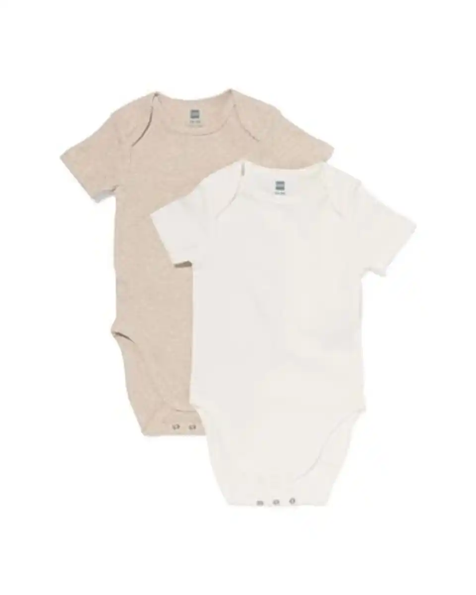 Bild 1 von Mitwachsender Baby-Strampler LENZING™ ECOVERO™, gerippt – 2 Stück naturfarben