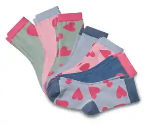 7 Paar Kinder-Socken, Herzen