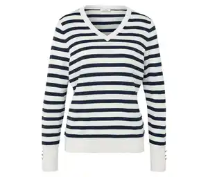 Feinstrickpullover, dunkelblau-weiß gestreift