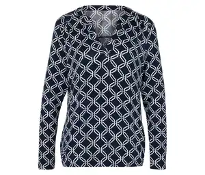 Bedrucktes Blusenshirt, blau-weiß