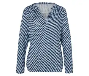 Bedrucktes Blusenshirt, dunkelblau-blau-weiß