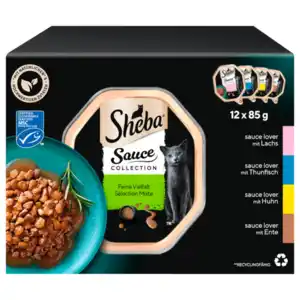 Sheba Sauce Collection Feine Vielfalt mit Lachs, Thunfisch, Huhn und Ente 12x85g