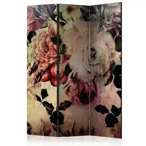 artgeist Paravent, Rosa, Beige, Holz, Textil, Kiefer, massiv, Blume, 135x172x3 cm, Motiv auf Vorder- und Rückseite, Wohnzimmer, Raumteiler & Paravents, Paravents