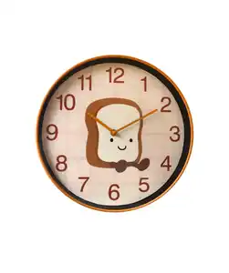 Wanduhr mit Frühstücksmotiv, braun