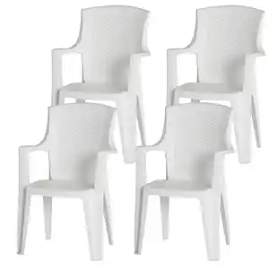 Stapelsessel-Set 4er-Set Weiß, Weiß