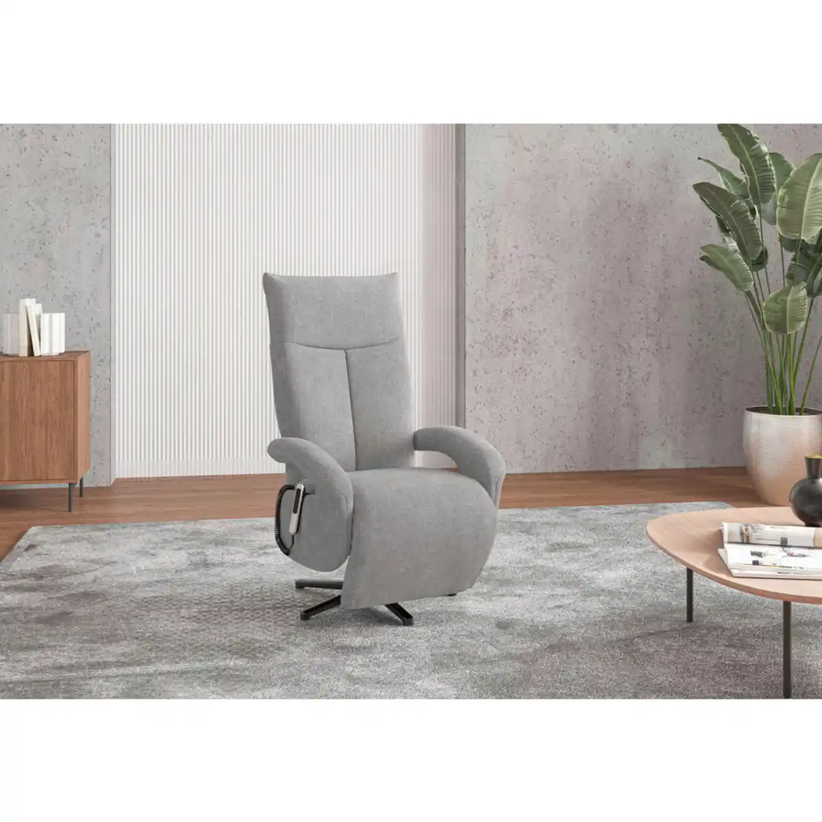Bild 1 von Sit & More Sessel, Hellgrau, Textil, 74x112x82 cm, Goldenes M, Oeko-Tex® Standard 100, Made in Europe, DGM-Klimapakt, Relaxfunktion, integrierter Akku, Sitzfläche 360° drehbar, gepolsterte Armlehn