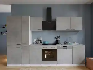 Küchenblock Malia m. Geräten Grau/Weiß, Grau, Weiß