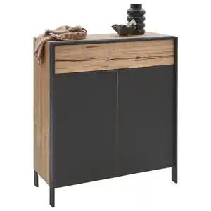 Valdera Schuhschrank, Graphit, Eiche, Holz, Wildeiche, massiv, 3 Fächer, 1 Schublade(n) Schubladen, 99x110.8x44.6 cm, Made in Germany, Dgm, DGM-Klimapakt, DGM-Emissionslabel, Typenauswahl, Beimöbel