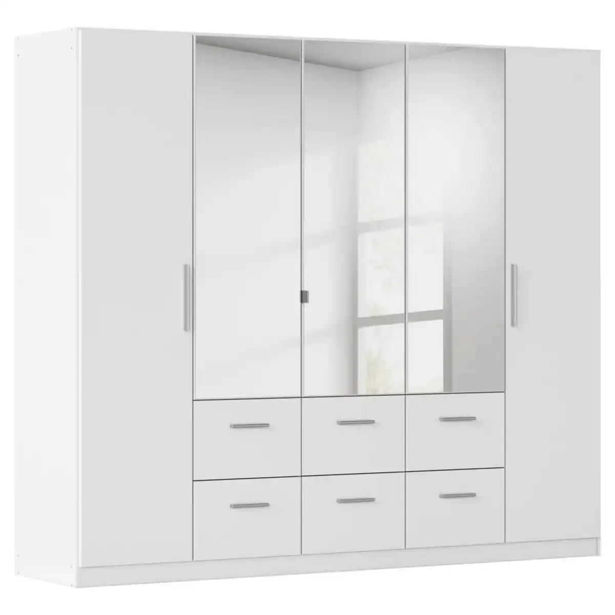 Bild 1 von home24 Drehtürenschrank, Weiß, Kunststoff, 3 Fächer, 6 Schublade(n) Schubladen, 226x197x54 cm, Blauer Engel, Goldenes M, Made in Germany, Typenauswahl, Beimöbel erhältlich, umfangreiches Zubehö