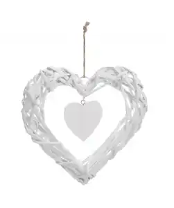 Weidenherz mit Anhänger, weiß