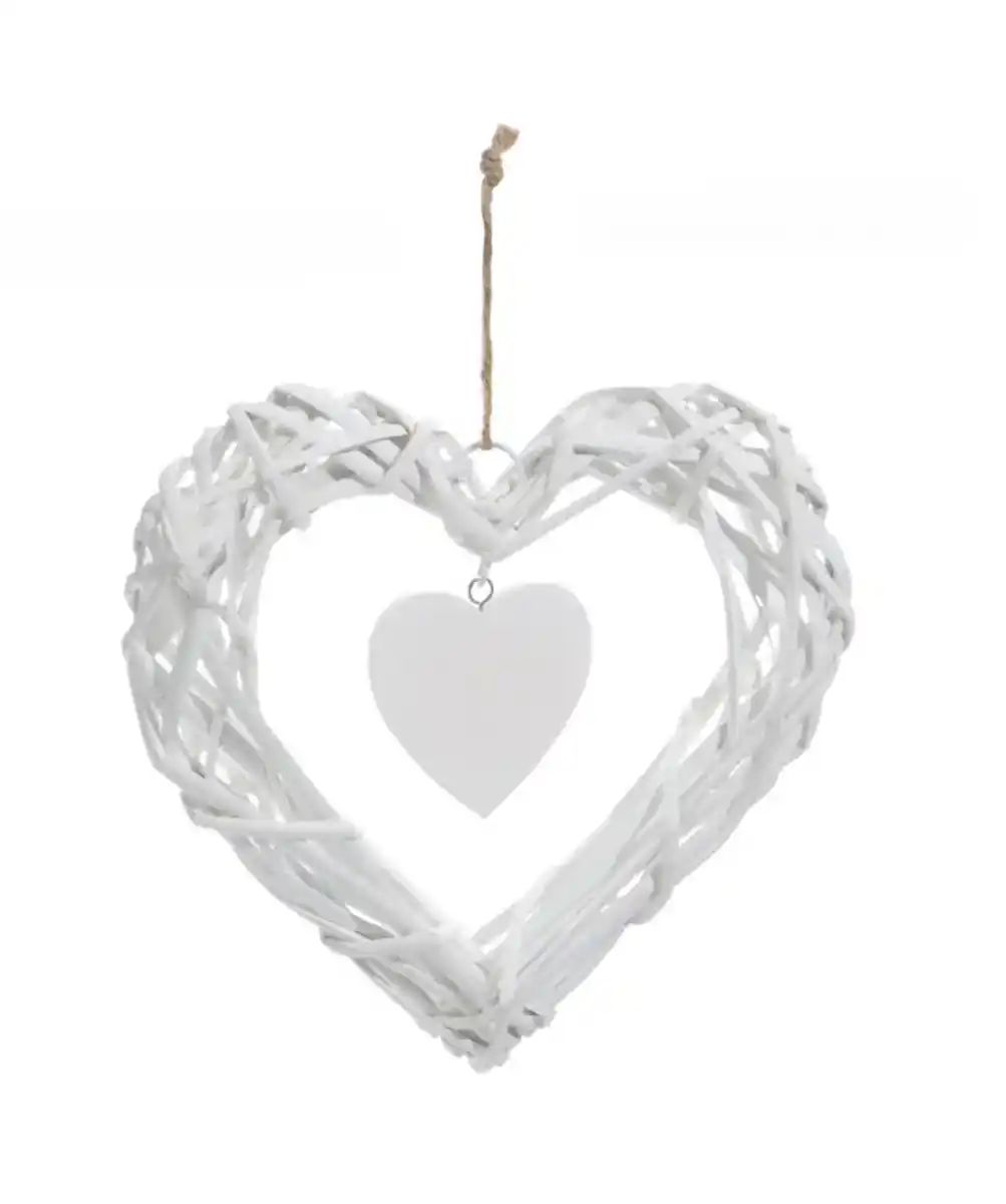 Bild 1 von Weidenherz mit Anhänger, weiß