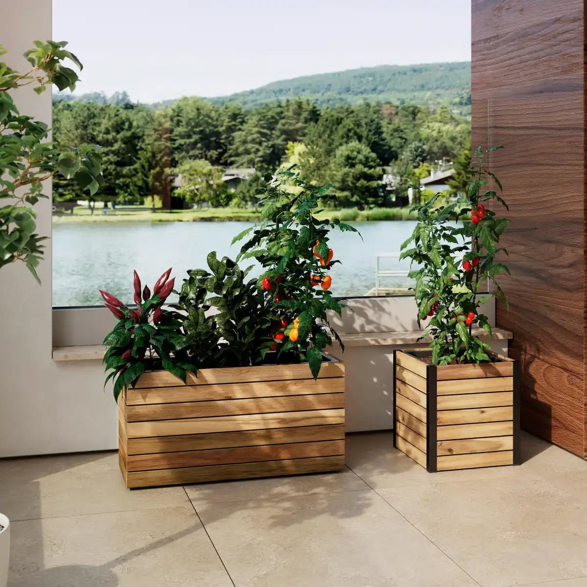 Bild 1 von Hochbeet Christo 1 Schwarz/Akaziefarben, Schwarz, Akaziefarben