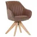 Bild 1 von home24 Armlehnstuhl, Eiche, Cognac, Textil, Eiche, massiv, konisch, Drehkreuz, 60x83x65 cm, Sitzfläche 360° drehbar, automatische Rückholfunktion, Esszimmer, Stühle, Esszimmerstühle, Armlehnenst