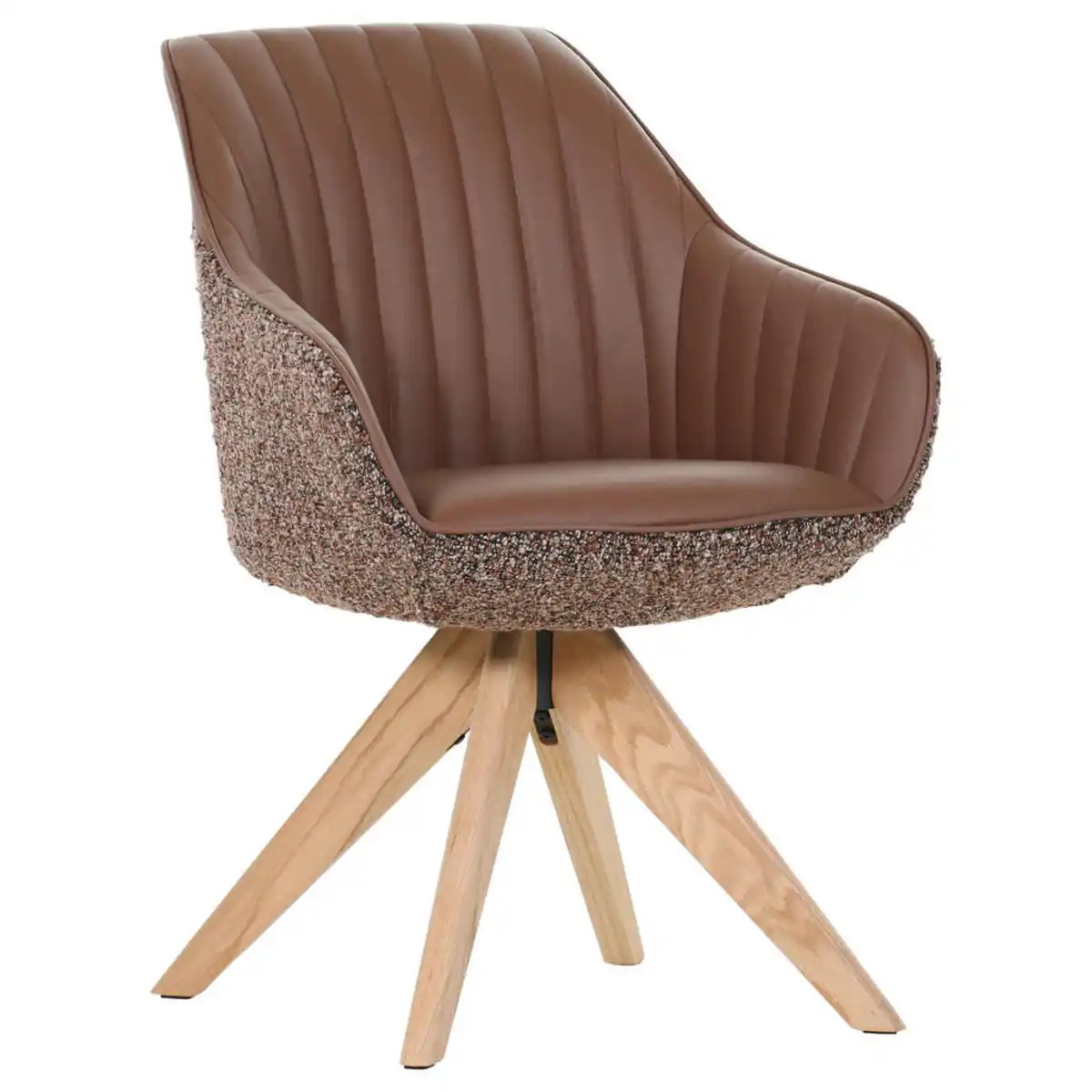 Bild 1 von home24 Armlehnstuhl, Eiche, Cognac, Textil, Eiche, massiv, konisch, Drehkreuz, 60x83x65 cm, Sitzfläche 360° drehbar, automatische Rückholfunktion, Esszimmer, Stühle, Esszimmerstühle, Armlehnenst