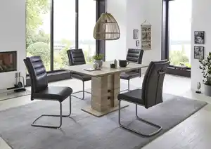 TISCHGRUPPE PAULA III G, Anthrazit, Eichefarben