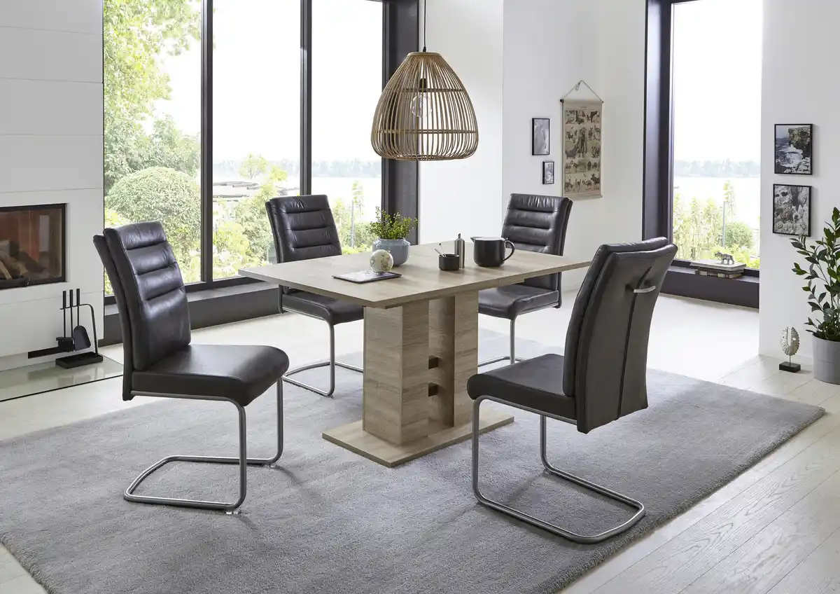 Bild 1 von TISCHGRUPPE PAULA III G, Anthrazit, Eichefarben