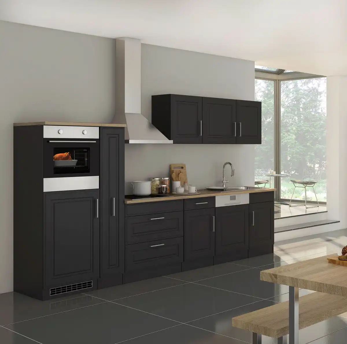Bild 1 von Küchenblock Rom o. Geräte Graphit/Eiche, Graphitfarben, Sonoma Eiche