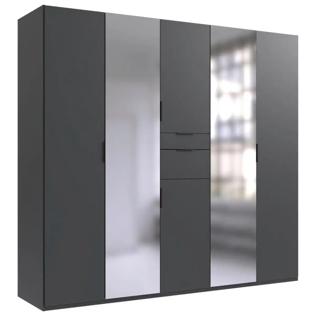 Bild 1 von Boxxx Kleiderschrank, Graphit, Metall, 4 Fächer, 2 Schublade(n) Schubladen, 225x210x58 cm, BQ - Bündnis für Qualität, Made in Germany, DIN EN ISO 9001, umfangreiches Zubehör erhältlich, in vers