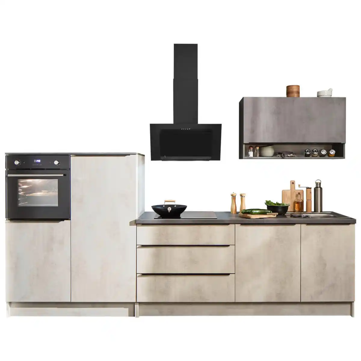 Bild 1 von Mid.you Küchenblock Boston, Anthrazit, Weiß, Kunststoff, 1 Schublade(n),3 Schublade(n) Schubladen, seitenverkehrt montierbar, nur wie online abgebildet bestellbar, 321 cm, höhenverstellbare Füße