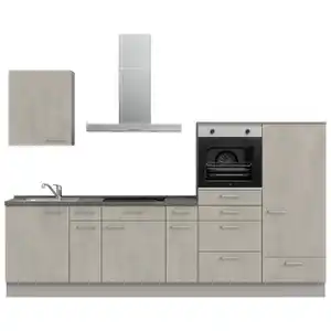 Nobilia Küchenleerblock Riva, Grau, Schiefer, Hellgrau, Metall, 8 Schublade(n) Schubladen, nur wie online abgebildet bestellbar, 300 cm, Blauer Engel, Pefc, Goldenes M, Made in Germany, DGM-Klimapak