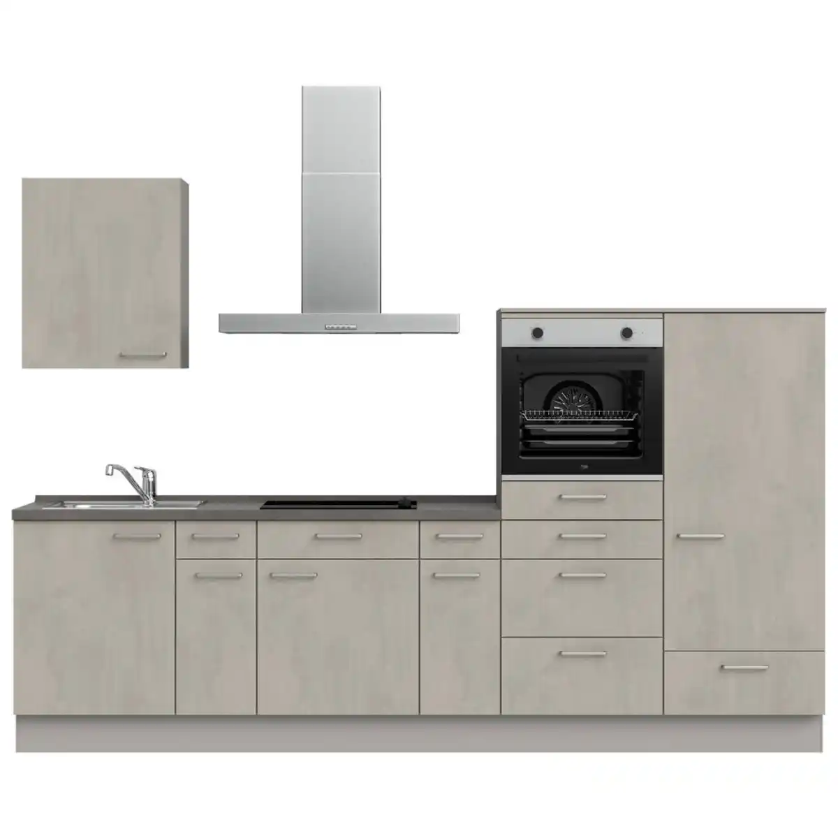 Bild 1 von Nobilia Küchenleerblock Riva, Grau, Schiefer, Hellgrau, Metall, 8 Schublade(n) Schubladen, nur wie online abgebildet bestellbar, 300 cm, Blauer Engel, Pefc, Goldenes M, Made in Germany, DGM-Klimapak