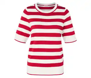 Feinstrickpullover, rot-weiß gestreift