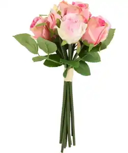 Kunstblumen Rosenstrauß, rosa/weiß