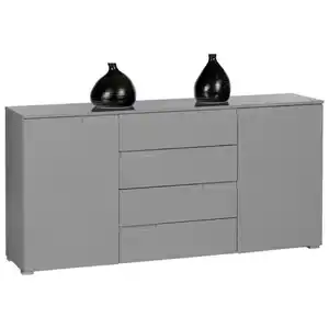 Carryhome Sideboard Spice, Grau, Holzwerkstoff, 2 Fächer, 4 Schublade(n) Schubladen, 165x80x40 cm, Typenauswahl, Wohnzimmer, Kommoden & Sideboards, Sideboards