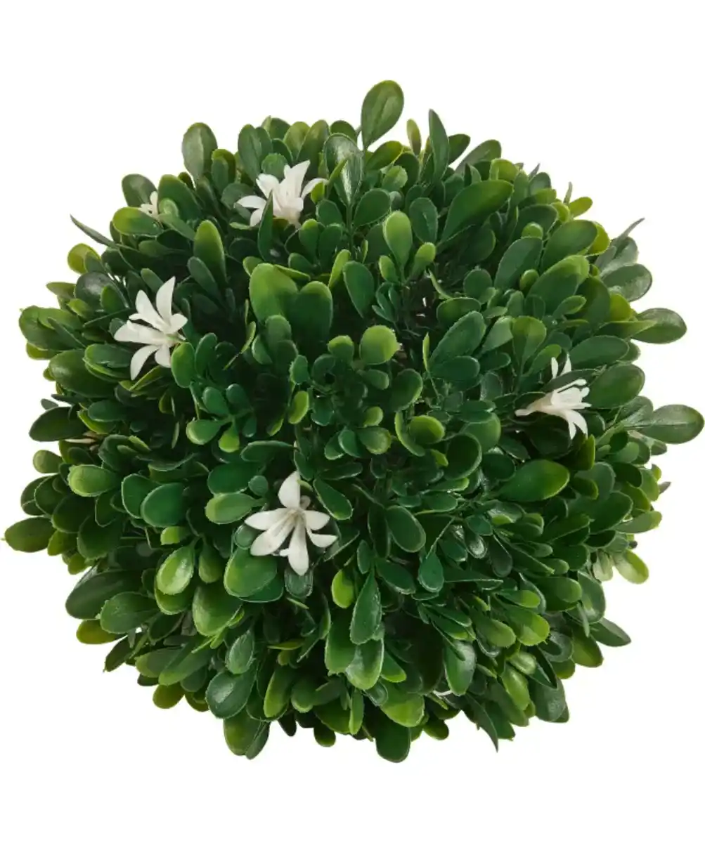 Bild 1 von Kunst-Buchsbaum mit Blüten, weiß