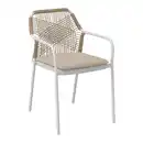 Bild 1 von Ambia Garden Gartenstuhl, Grau, Weiß, Metall, Kunststoff, Textil, Füllung: Schaumstoff, Rundrohr, 54.5x84x64 cm, stapelbar, Gartenmöbel, Gartenstühle, Gartenstühle