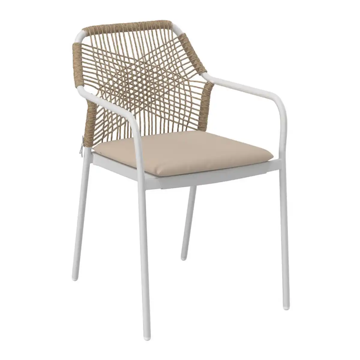 Bild 1 von Ambia Garden Gartenstuhl, Grau, Weiß, Metall, Kunststoff, Textil, Füllung: Schaumstoff, Rundrohr, 54.5x84x64 cm, stapelbar, Gartenmöbel, Gartenstühle, Gartenstühle