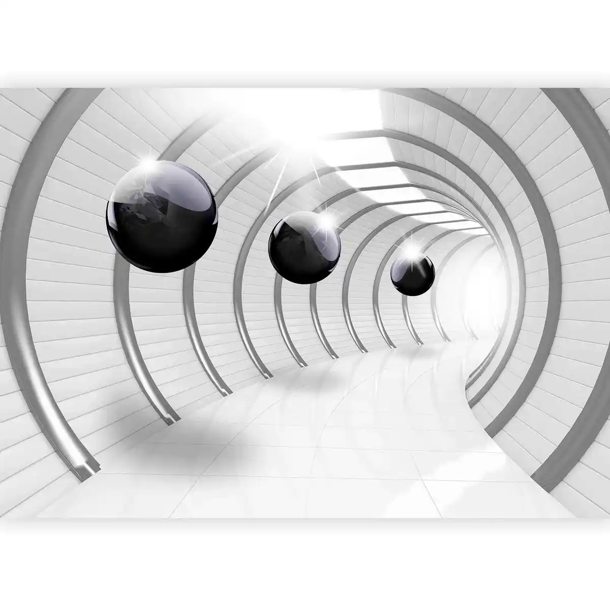 Bild 1 von Fototapete Futuristic Tunnel Grau/weiß, Grau, Weiß