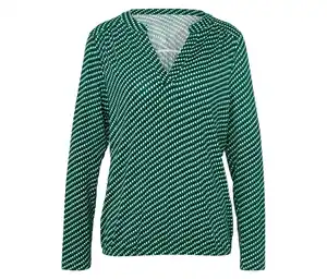 Bedrucktes Blusenshirt, grün-dunkelblau-weiß