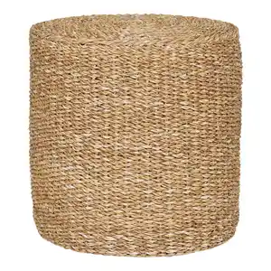 Pouf Selma, Eiche, Naturmaterialien, Füllung: Polyurethan (Pur), 40x40x40 cm, Indoor, Wohnzimmer, Hocker, Poufs