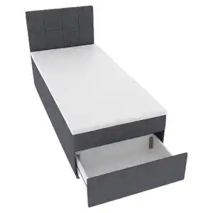 Boxxx Boxbett, Blau, Textil, H3, Höhe ca. 19 cm, 90x200 cm, Topper durchgehend, Matratze durchgehend, Schlafzimmer, Betten, Boxspringbetten