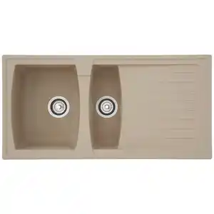 Respekta Spüle Boston, Beige, Kunststoff, Glas, 100x20x50 cm, Küchen, Küchenausstattung, Küchenspülen