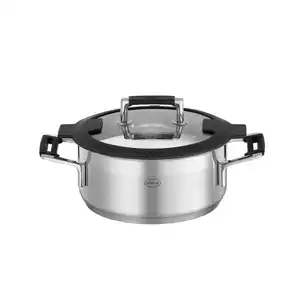 Rösle Bratentopf Silence Pro, Edelstahl, Metall, 2,9 L, Messskala, backofengeeignet, hitzebeständige Griffe, Abgießfunktion, mit Silikongriffen,backofengeeignet, Kochen, Töpfe, Bräter