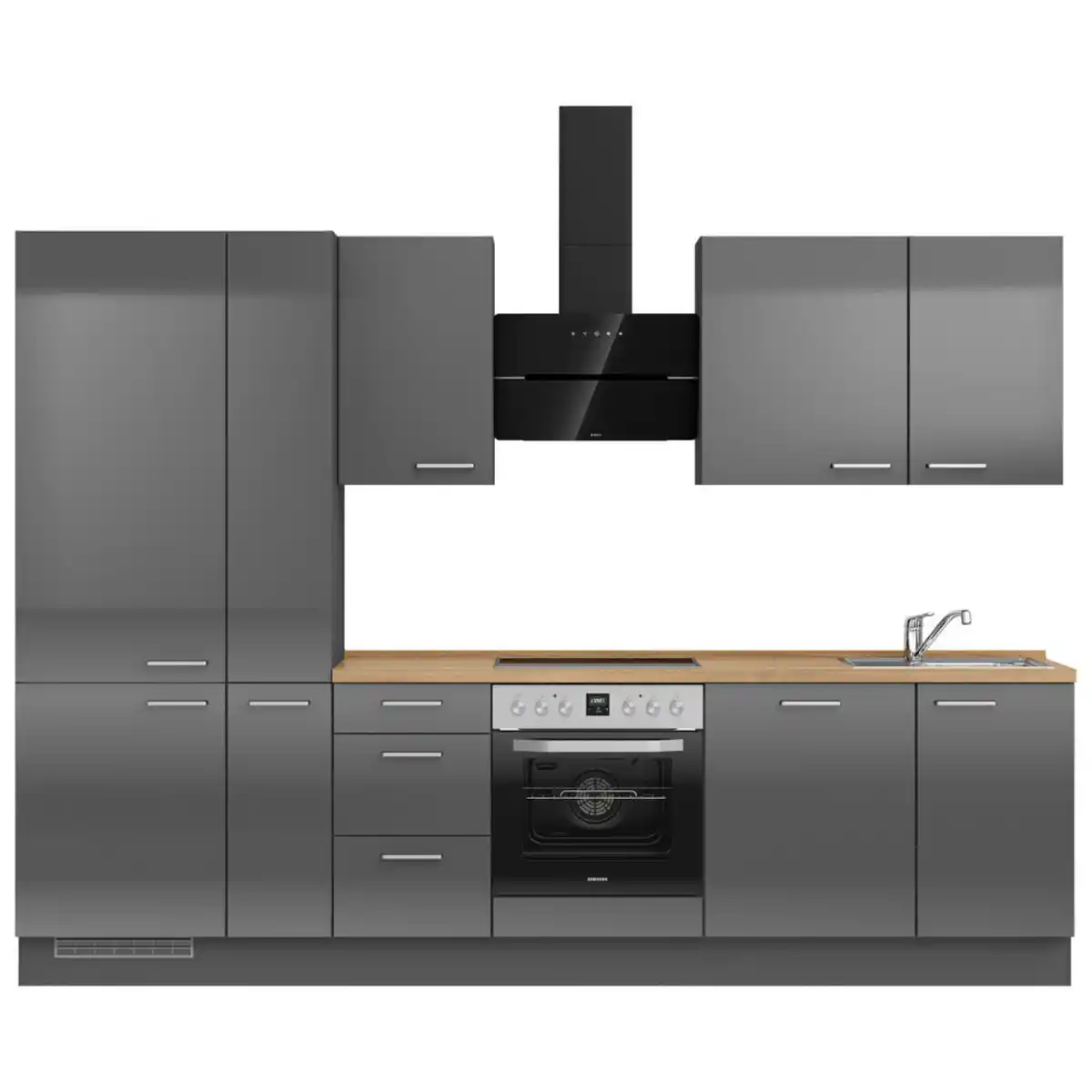 Bild 1 von Nobilia Küchenleerblock Flash, Eiche, Schiefer, Metall, 3 Schublade(n) Schubladen, nur wie online abgebildet bestellbar, 300 cm, Blauer Engel, Pefc, Goldenes M, Made in Germany, DGM-Klimapakt, seite