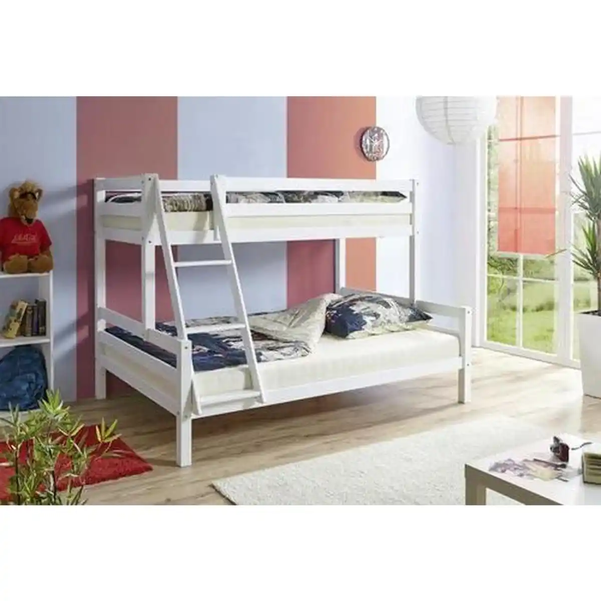 Bild 1 von Mid.you Etagenbett Ticaa 918882 Maxim, Weiß, Holz, Buche, massiv, 140x200 cm, nur für Rollroste geeignet, Kinder- & Jugendzimmer, Kindermöbel, Kinderbetten, Etagenbetten