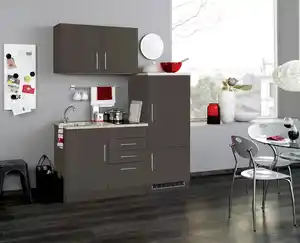 Küchenblock Toronto I m. Geräten Grau, Graphitfarben, Grau Hochglanz