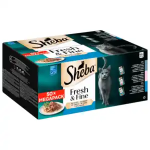 Sheba Fresh & Fine Multipack Portionsbeutel Kabeljau Lachs & Thunfisch in Sauce 50x50g
