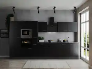 Küchenblock Oliver m. Geräten Grau/Schwarz, Grau, Schwarz